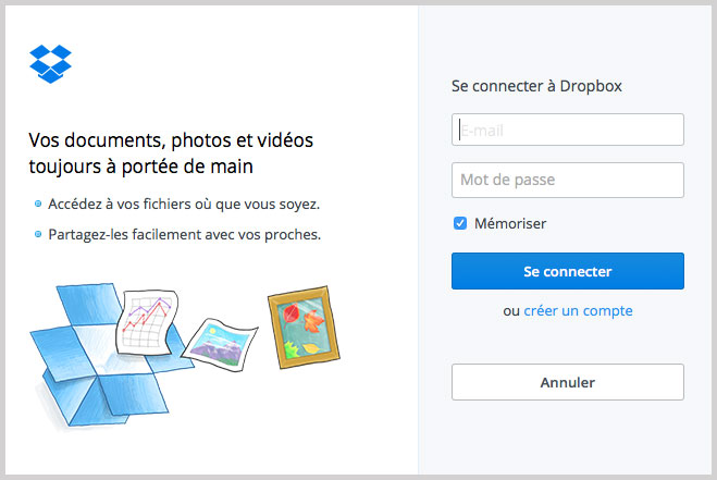 Se connecter à Dropbox